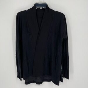 Active Life‎ Women's Black Ribbed Trim Open Front Cardigan Wrap Sweater Size M